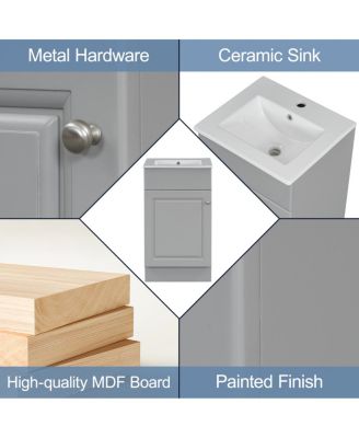  Bathroom Vanity with Sink, Painted MDF Cabinet, Soft Close Door, Adjustable Shelf & Organizer for Small Spaces