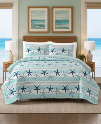Starfish Stripe Reversible 3-Pc. Quilt Set, King