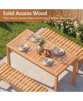 Patio Acacia Wood Dining Table with Slatted Tabletop, Seats 4–6 People