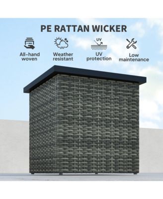 Wicker Side Table, Square PE Rat Outdoor End Table