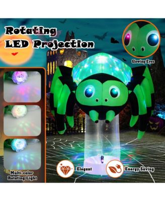 6 ft Halloween Inflatable Spider Pre-Lit Floating Spider Decoration w/ 3-Color Rotating Light Blow up Decoration w/ Stakes & Water Bags