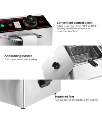 3400W Electric Countertop Deep Fryer Dual Tank Home Steel
