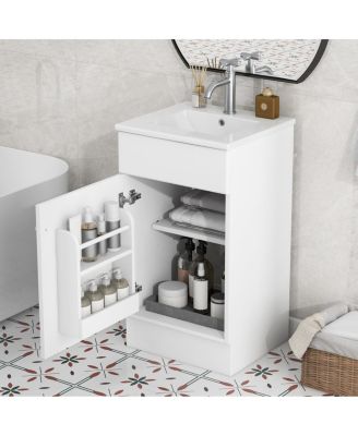  Bathroom Vanity with Sink, Painted MDF Cabinet, Soft Close Door, Adjustable Shelf & Organizer for Small Spaces