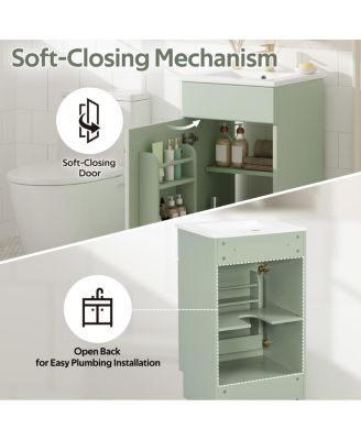  Bathroom Vanity with Sink, Painted MDF Cabinet, Soft Close Door, Adjustable Shelf & Organizer for Small Spaces
