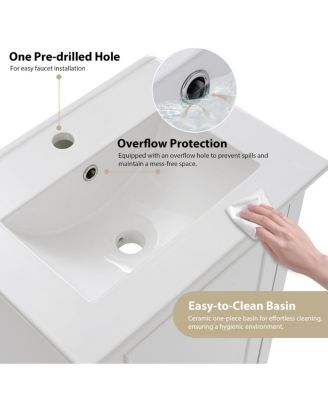 Small Bathroom Vanity Cabinet with Ceramic Sink, Soft Close Door & Ample Storage for Compact Spaces