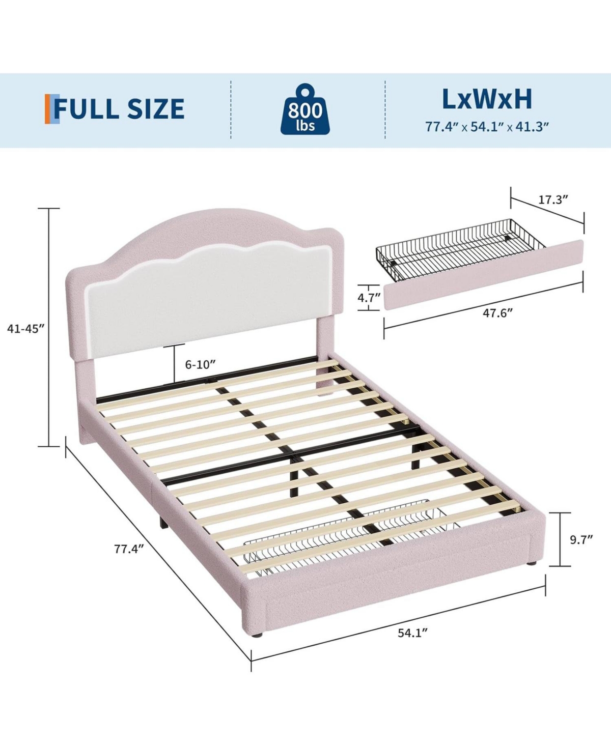 gaomon Bed Frame with Adjustable Headboard, Sherpa Fleece Upholstered Platform Led Lights, 750 Lb Capacity