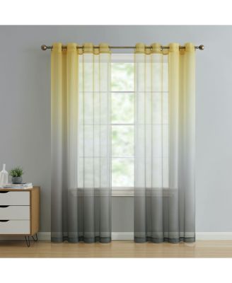 Tropical Living Semi Matte Sheer Ombre Chic Grommet Top Window Curtains - 52 in. W x 84 in. L
