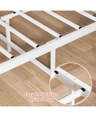 Metal Frame Platform Bed Iron-Art Heart Headboard Under Storage Footboard 600 Lbs Easy Assembly