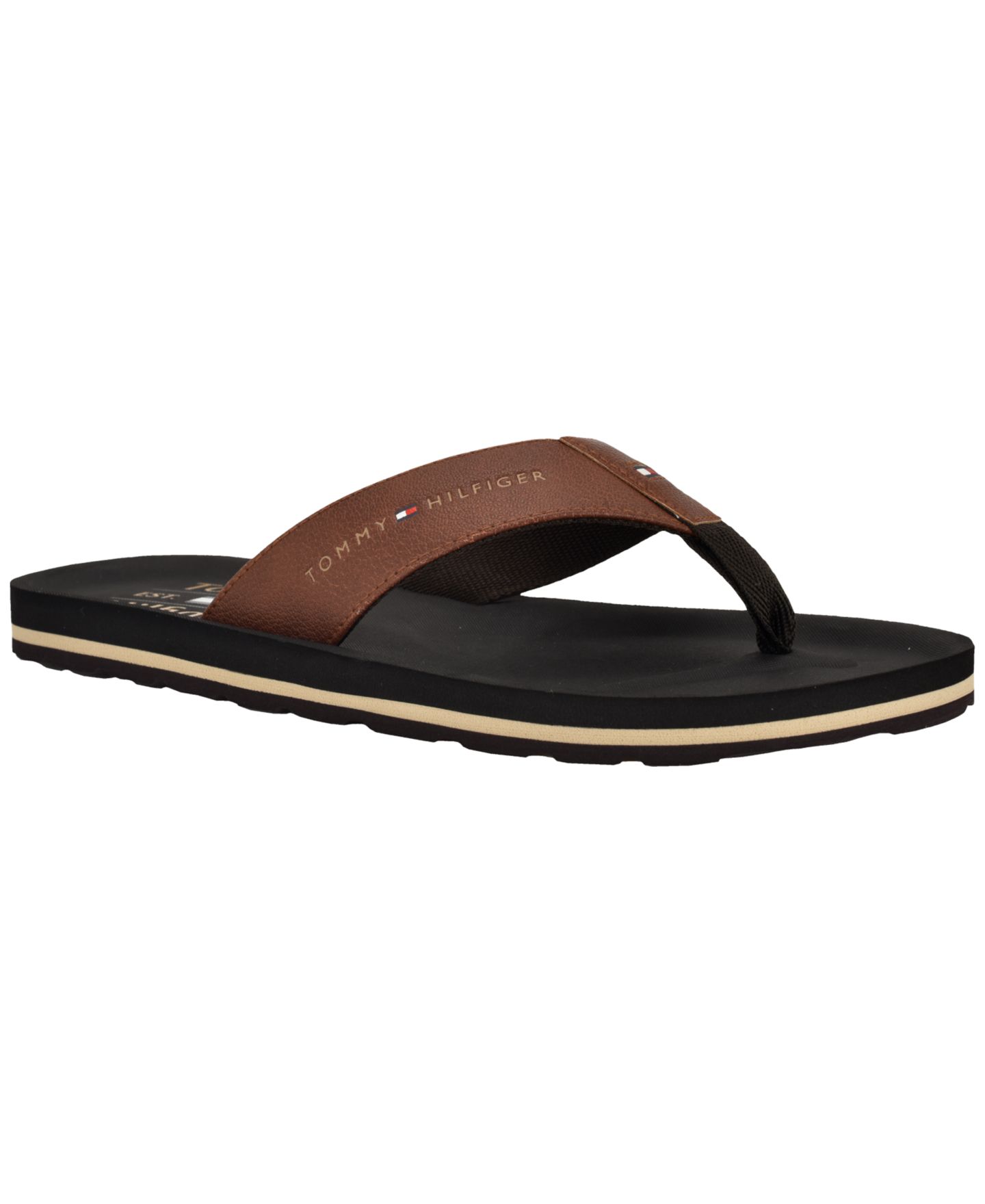 Мужские сандалии Tommy Hilfiger Odunan2 Flip Flop Sandal, цвет: Коньячный / Кофейный — фото 1