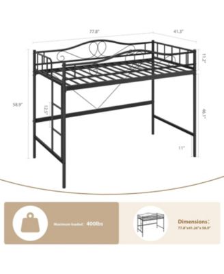Metal Loft Bed with Ladder and Guardrail- 400 Lbs Heavy Duty- No Box Spring Needed- Easy Assembly.