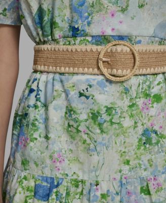 Petite Crew Neck Tiered Midi Dress