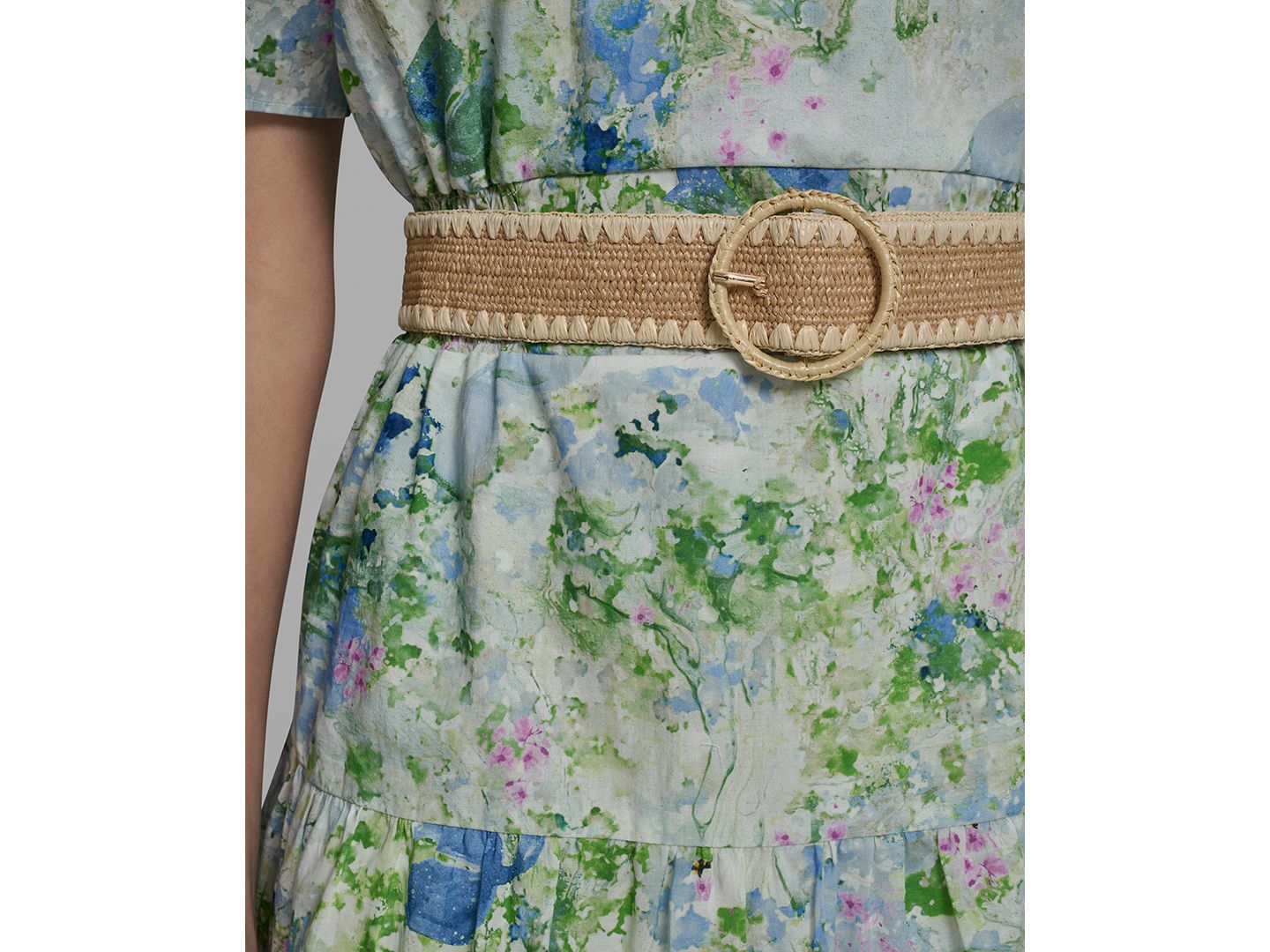 Женское платье KARL LAGERFELD PARIS Petite Crew Neck Tiered Midi, цвет: Небесно-голубой разноцветный — фото 3