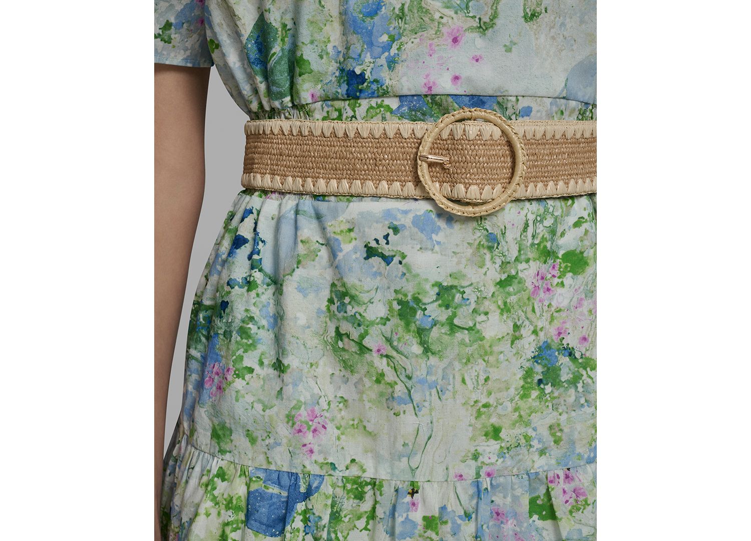 Petite Crew Neck Tiered Midi Dress