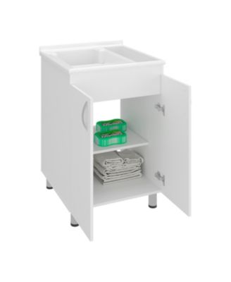 Demolotion Utility Sink Cabinet with Dual Compartments and Storage, Modern Design
