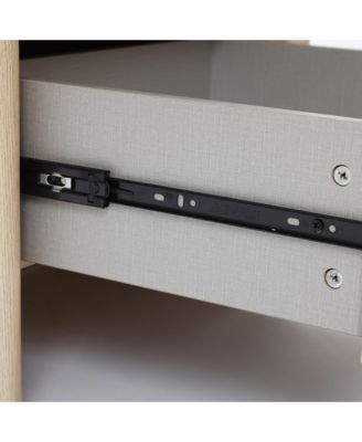 19.7" Snowy Oak Nightstand with Drawers, Modern Bedside Table with Faux Travertine Top