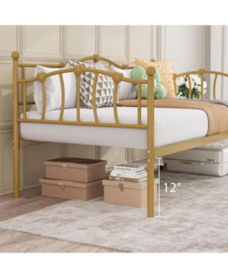 Twin Daybed Frame Metal Platform Sofa Bed Headboard Storage No Box Spring Heavy Duty Steel Slats