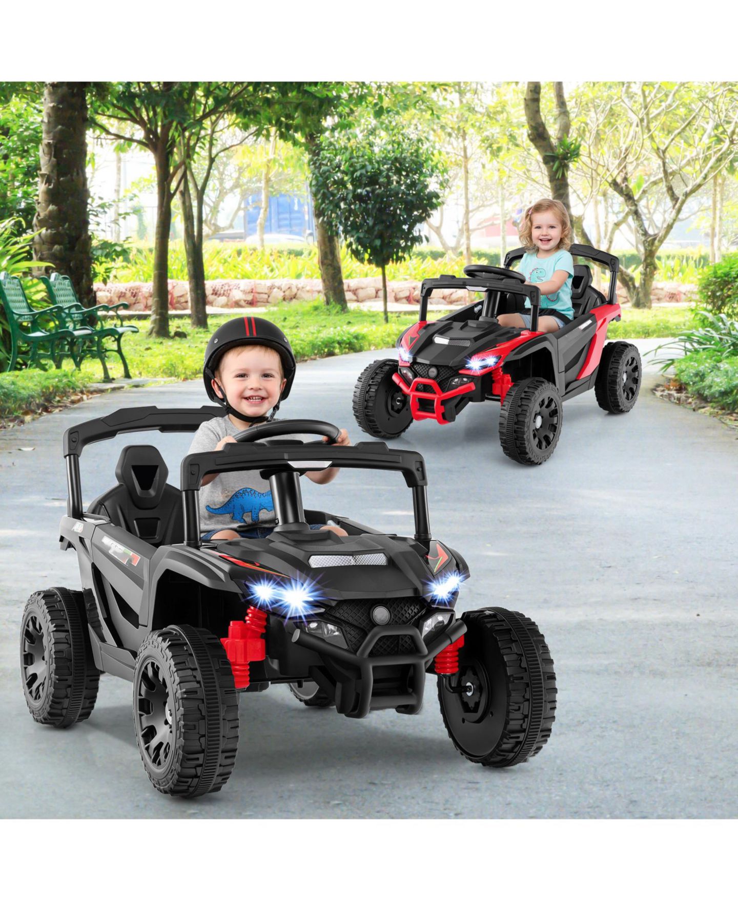 Детская игрушка Slickblue Electric 12V Kids Remote Control Ride-On Car UTV, 2-Seat, от 3 лет, цвет: Чёрный — фото 7