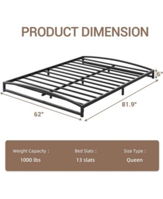 Low Profile Metal Platform Bed Frame- 6 Inch Heavy Duty- Mattress Foundation- Noise-Free- No Box Spring Needed- Easy Assembly