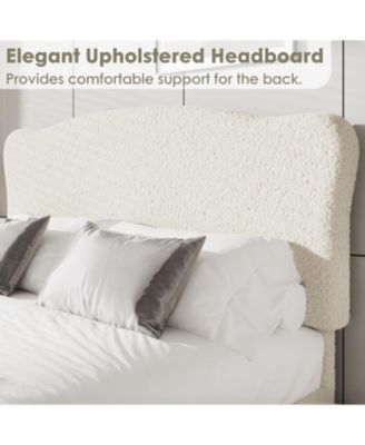 Bed Frame with Upholstered Headboard, Soft Low Profile Sturdy Platform Bed with Rounded Corners Design, Heavy Duty