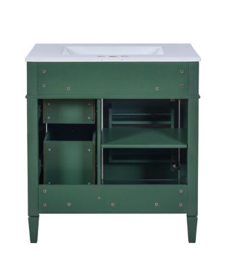 30" Bathroom Vanity with Sink, Modern Freestanding Cabinet with 3 Soft Close Drawers & Adjustable Shelf for Bathroom Storage