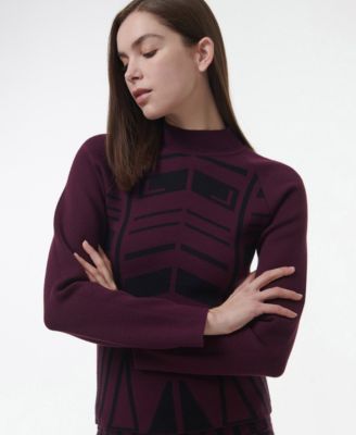 Women's Geometric Jacquard Fitted Knit Top