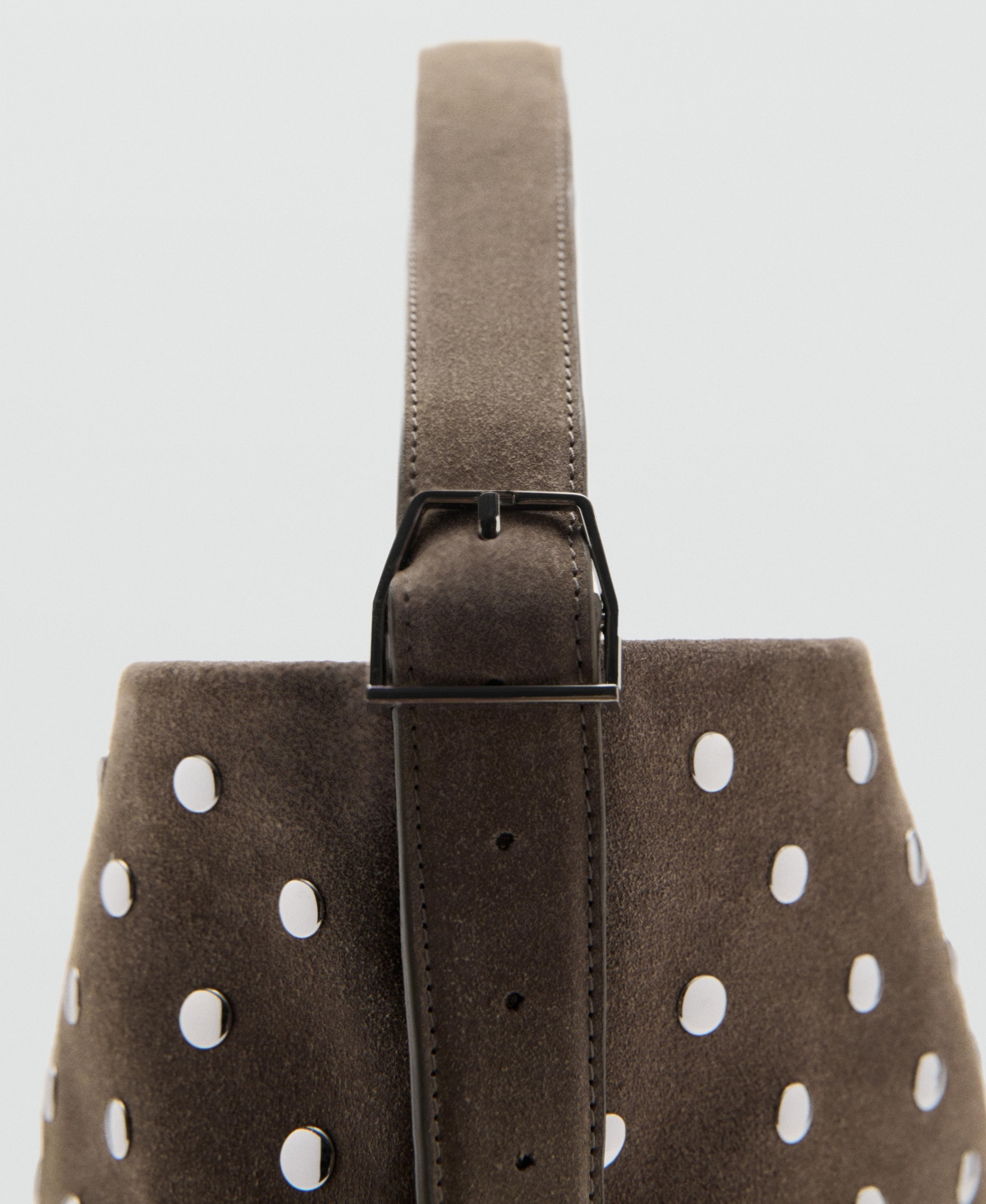 Mango Women's Studded Suede Bucket Bag