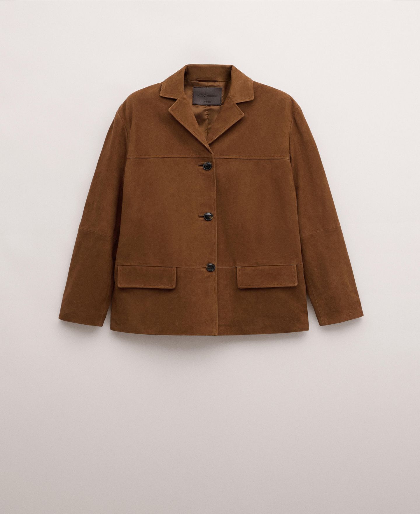Женский пиджак MANGO Straight Suede Blazer, цвет: Коричневый — фото 2