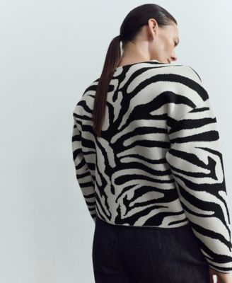 Women's Zebra Print Knit Jumper Sweater