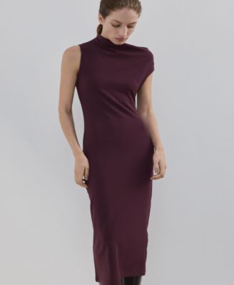 Women's Asymmetrical-Neck Midi Dress