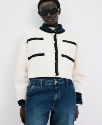 Women's Contrasting Ribbed Cardigan