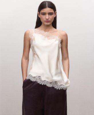 Women's Asymmetric Satin Lace Top