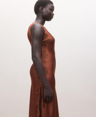 Women's Asymmetrical Satin Lace Dress