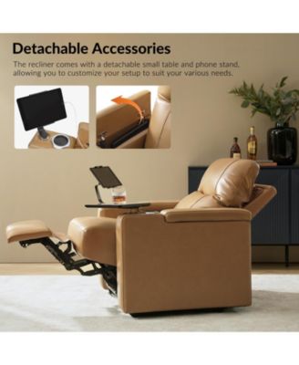 Modern Lothaire Genuine Leather Power Recliner with Adjustable Power Headrest