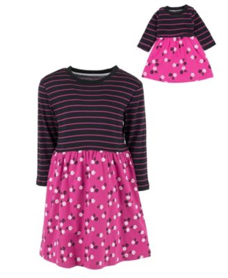 Toddler Girls Matching Doll 100% Cotton Long Sleeve Skirt Dress