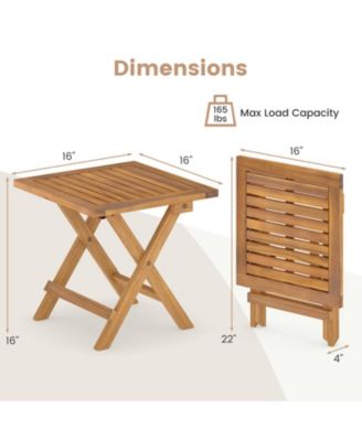 Outdoor Folding Side Table Acacia Wood End Table Square Patio Bistro Table