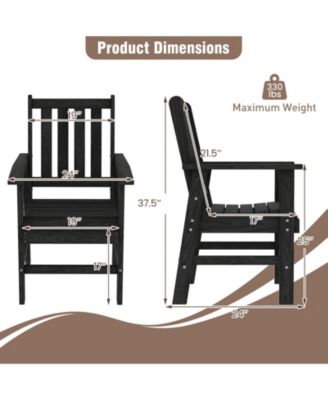 Patio Dining Chairs Set of 4 w/Wide Armrests Curved Seat Wood Grain for Backyard