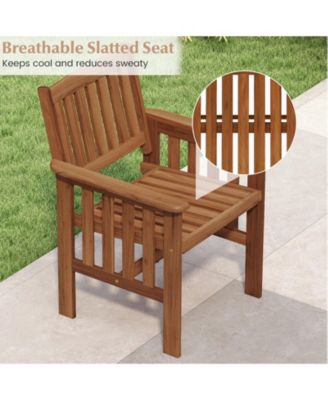 Patio Dining Chairs Set of 4 w/Slatted Backrest Seat for Balcony Poolside Porch