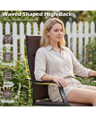 Padded Patio Swivel Chairs Set of 2 Ergonomic Outdoor Dining Chairs w/High Back