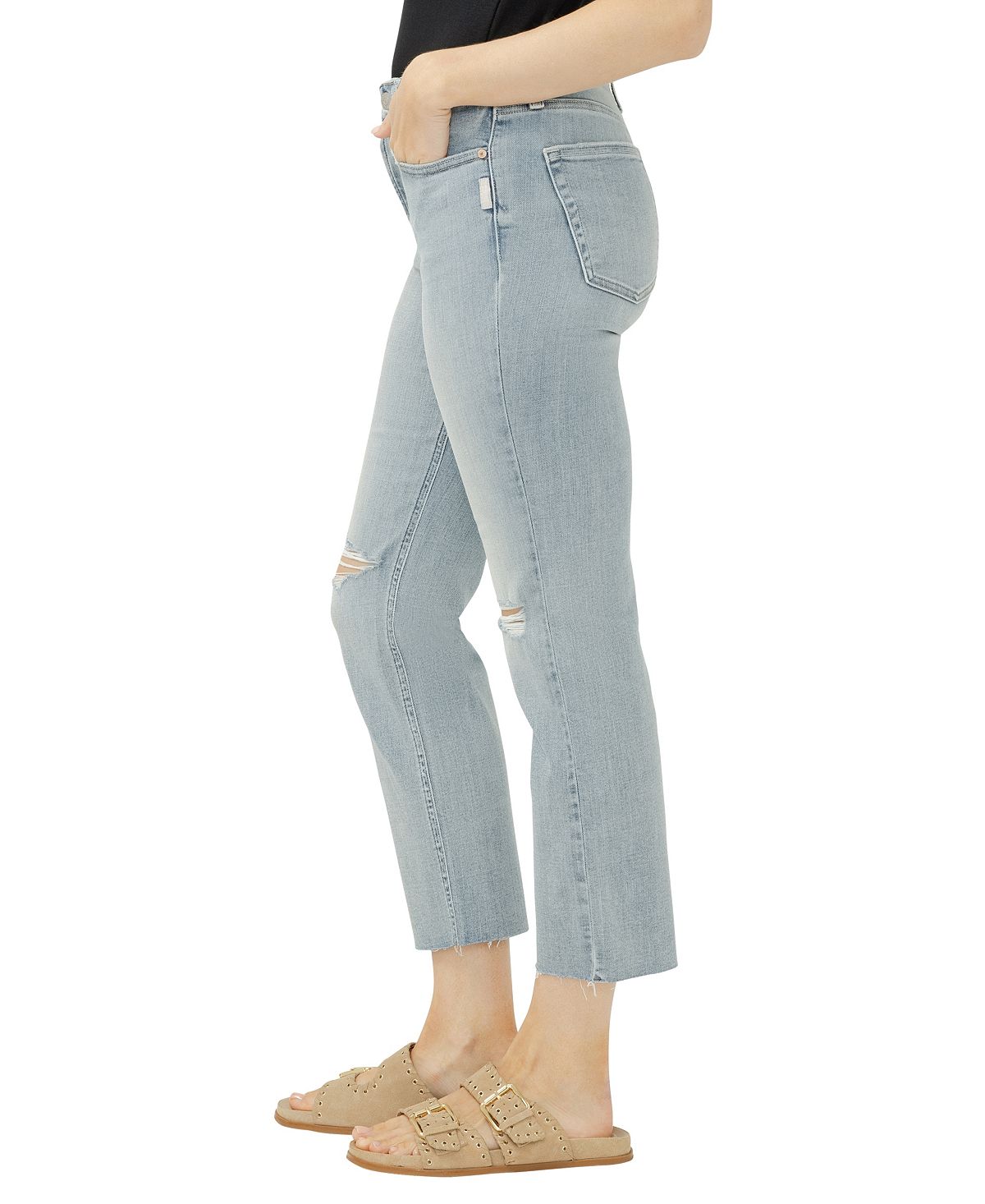 Silver Jeans Co. Women's Most Wanted Mid-Rise Cropped Straight-Leg Luxe Stretch Jeans view 2 — MAYCSS fashion products