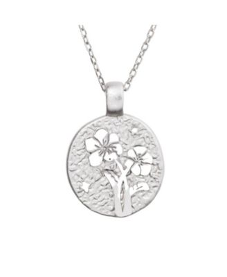 Little Sky Stone Birth Flower Silver Pendant Necklace - February violet
