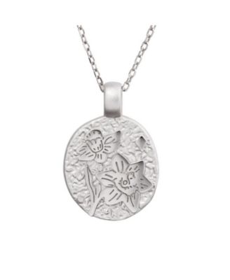 Little Sky Stone Birth Flower Silver Pendant Necklace - March daffodil