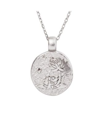 Little Sky Stone Birth Flower Silver Pendant Necklace - July water lily
