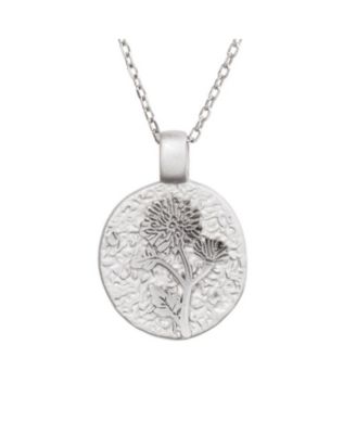 Little Sky Stone Birth Flower Silver Pendant Necklace - November chrysanthemum 65$