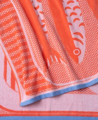 Cotton Sardine Jacquard Beach Reversible Towel, 40" x 70"