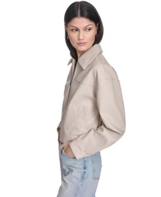 Women's Faux Leather Relaxed-Fit Zip-Front Jacket