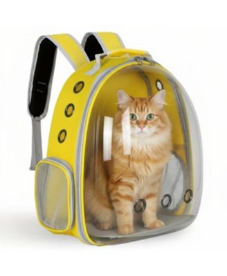 Breathable Transparent Pet Carrier Bag for Cats & Small Dogs – Portable Space Capsule with Zipper, Yellow, Ideal for Travel & Outdoor Adventures