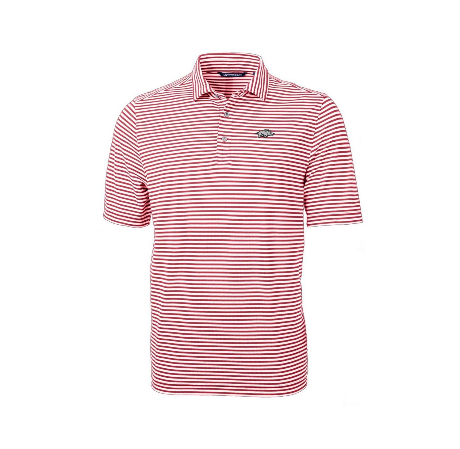 Men's Cardinal Arkansas Razorbacks Virtue Eco Pique Stripe Polo Shirt