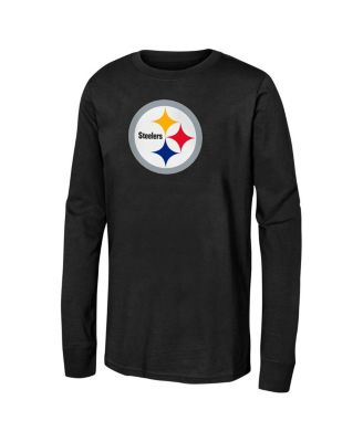 Big Boys and Girls Black Pittsburgh Steelers Primary Logo Long Sleeve T-Shirt