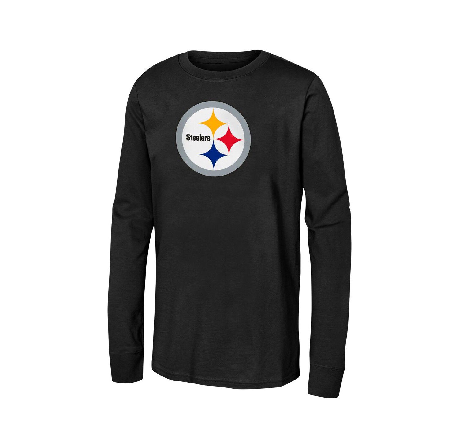 Big Boys and Girls Black Pittsburgh Steelers Primary Logo Long Sleeve T-Shirt