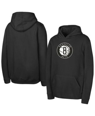 Big Boys and Girls Black Brooklyn Nets Logo Fleece Hoodie